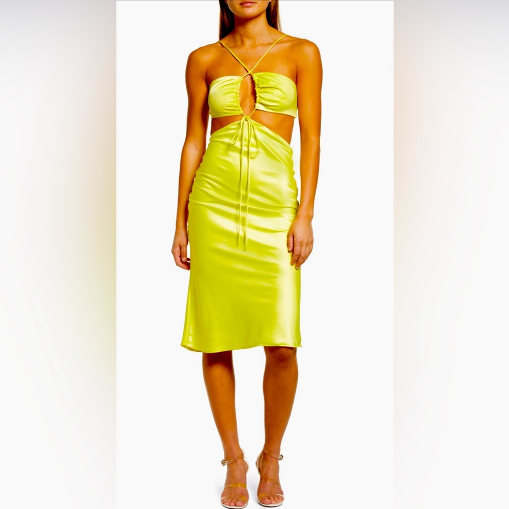 Bardot Mina Cutout Halter Neck Satin Slipdress